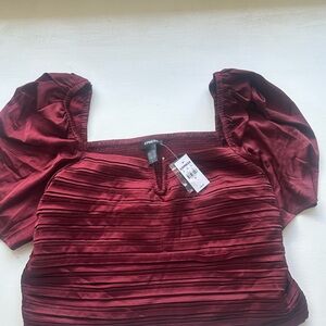 Express Burgundy Pleated Blouse